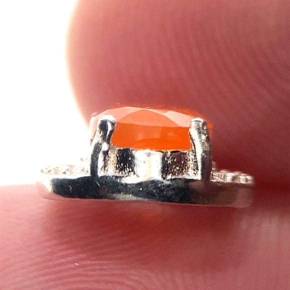 Fire Opal 1.02ct Platinum Finish Solid 925 Sterling Silver Pendant - Picture 4 of 6